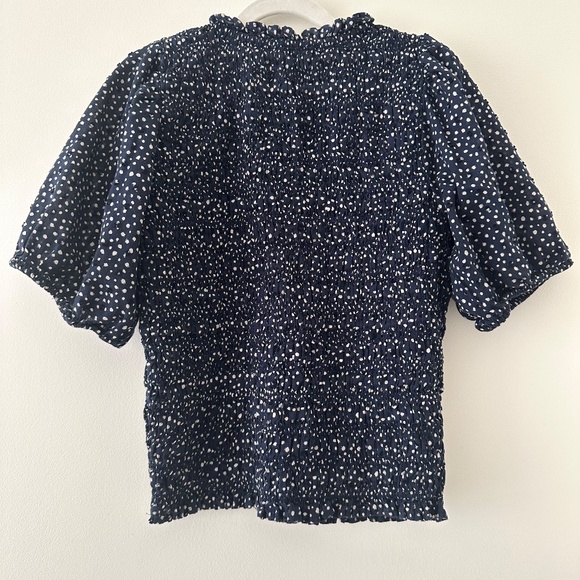 J. Crew Puff Sleeve Top - Navy/White Polka Dots - XS - Picture 2 of 8